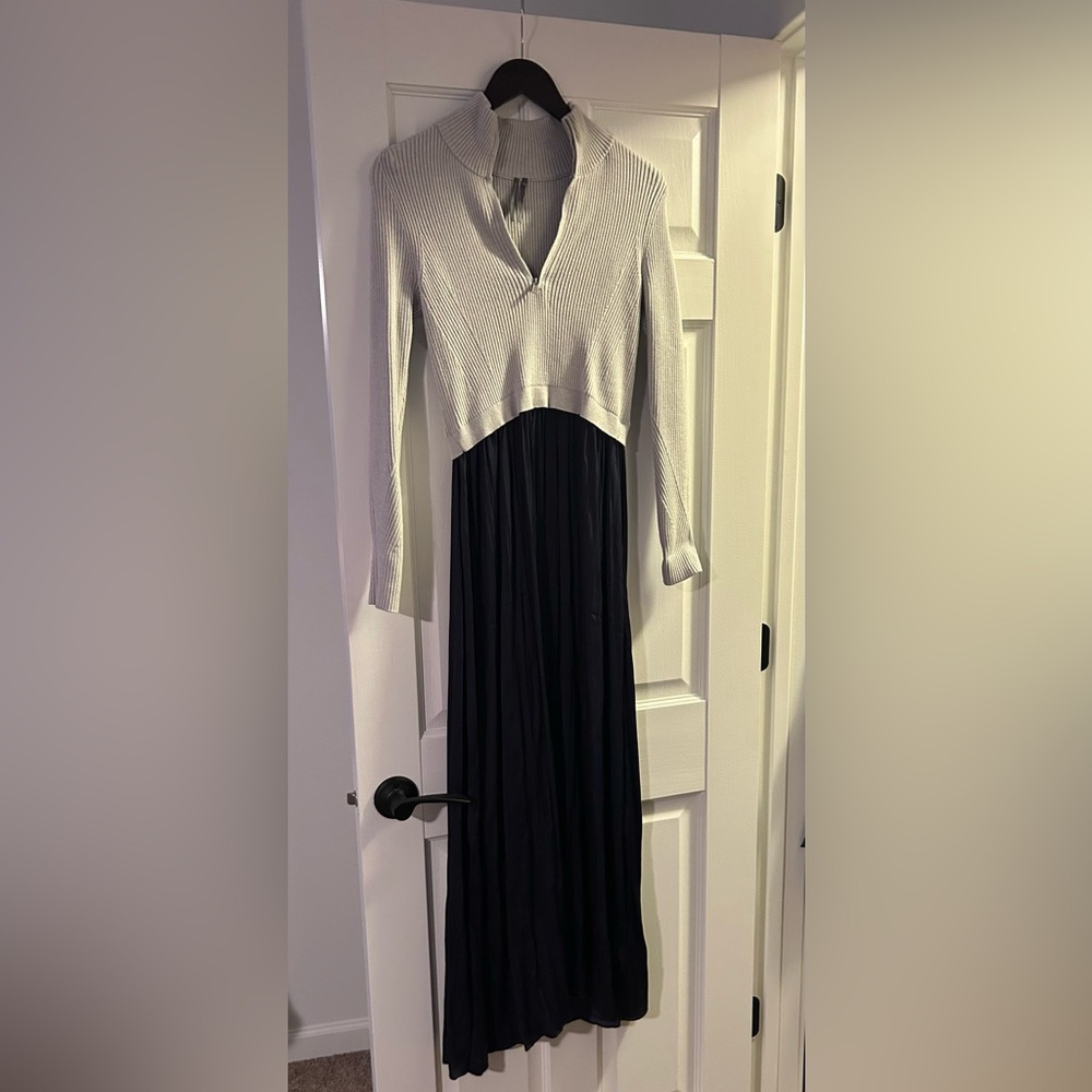 Anthropologie The Thea Long-Sleeve Half-Zip Maxi Dress